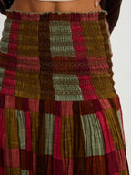 Retro Plaid Pleated Maxi Skirt