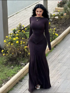 Long-Sleeve Ribbed Knit Mermaid Skirt Set