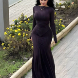Long-Sleeve Ribbed Knit Mermaid Skirt Set