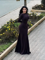 Long-Sleeve Ribbed Knit Mermaid Skirt Set