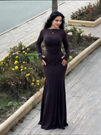 Long-Sleeve Ribbed Knit Mermaid Skirt Set