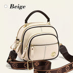 Classic Multifunctional Compartments Adjustable Wide Shoulder Strap Leather Crossbody Bag