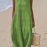 Mia™- Elegant Sleeveless Cotton Dress with Pockets