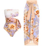 Cutout Floral Tie-Waist One-Piece Swimsuit