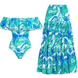 Strapless Ruffle Floral Swimsuit Set