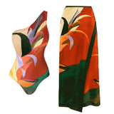 One Shoulder Holiday Floral Swimsuit Set