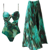 Ink Green Cutout Swimsuit Set