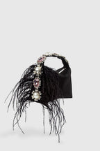 Feather Diamante Satin Bento Bag