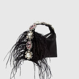Feather Diamante Satin Bento Bag
