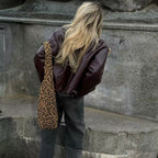 Vintage Lapel Zipper Faux Leather Jacket