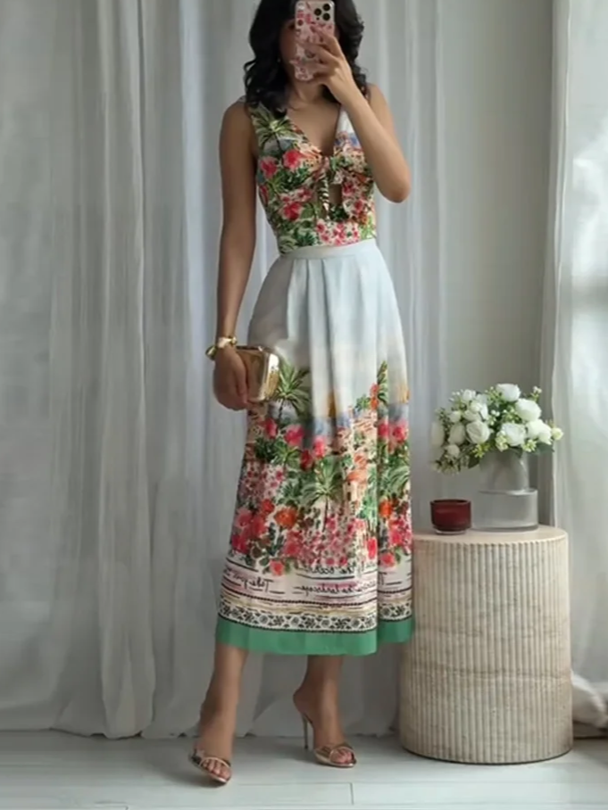 Hollow Vest Skirt Set