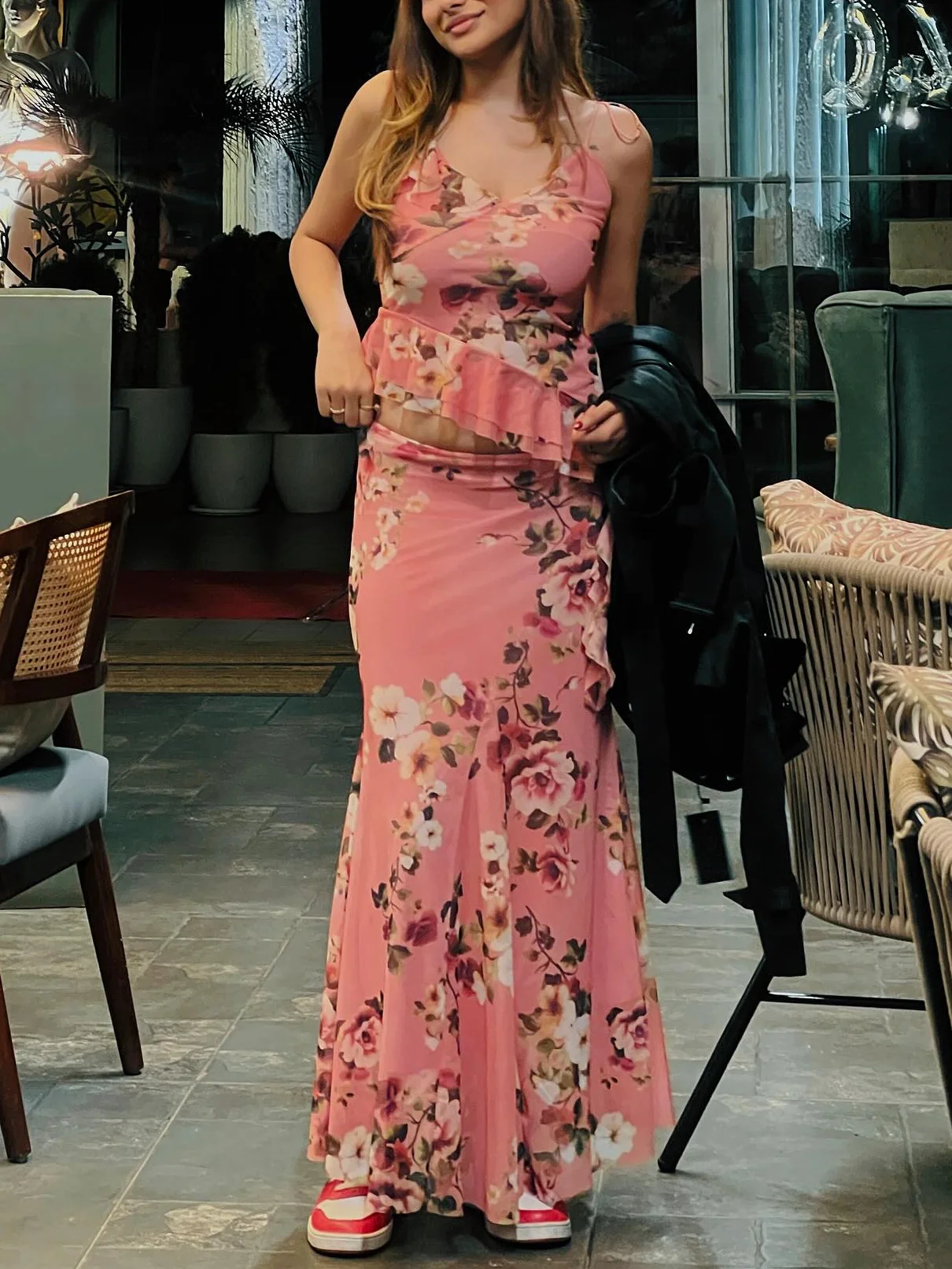 Celeste Luxe™ – European V-Neck Mesh Skirt Set