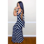 Mono Fluid Stripe Maxi Halter Dress