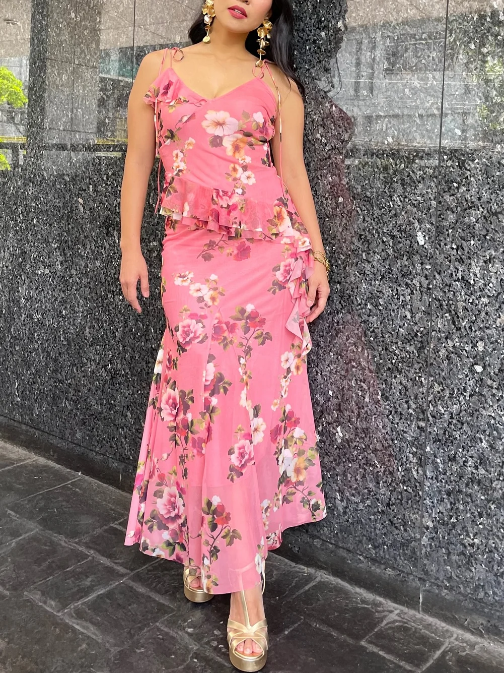Celeste Luxe™ – European V-Neck Mesh Skirt Set