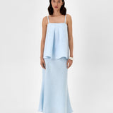 Linen A-Line Skirt Set with Off-Shoulder Cami Top