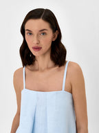 Linen A-Line Skirt Set with Off-Shoulder Cami Top
