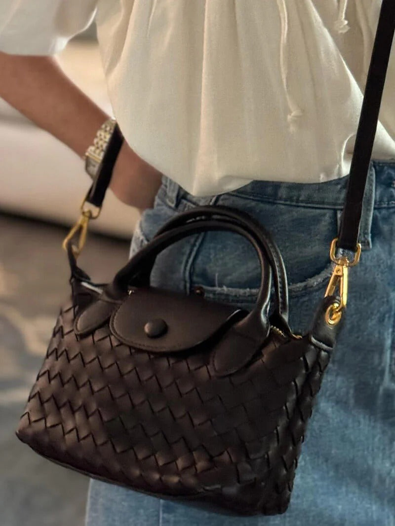 Mia™ Woven Pouch – Compact Elegance with Seasonal Charm