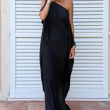 Flowing Asymmetric Caftan With Belt