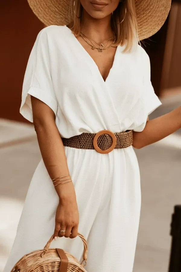 NovaEase™ Elastic Waist Bat Sleeve Jumpsuit