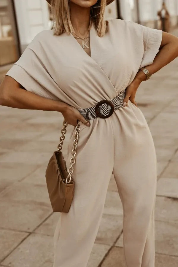 NovaEase™ Elastic Waist Bat Sleeve Jumpsuit