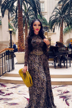 Brown Sheer Mesh Slim-Fit Dress