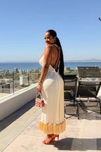 Santorini White Tassel Halter Maxi Dress
