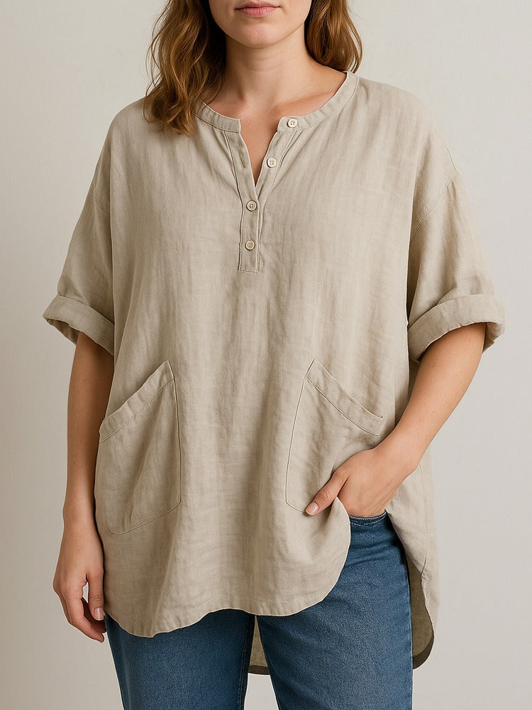 VivaEase™ ColorFlow V-Neck Top