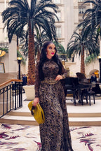 Brown Sheer Mesh Slim-Fit Dress