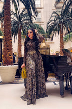 Brown Sheer Mesh Slim-Fit Dress