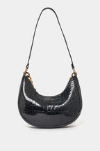 Black Patent Croc Moon Bag