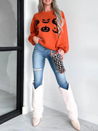 Pumpkins Carvin Knit Halloween Sweater