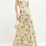 Leila Printed Knotted Flare Maxi Dress