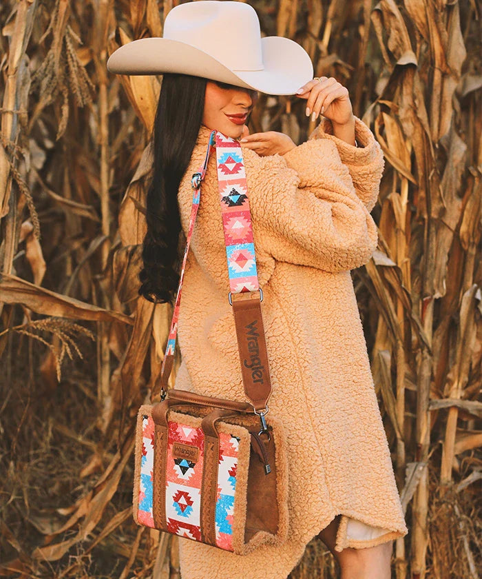 Wrangler Aztec Sherpa Trim Crossbody Purse Collection