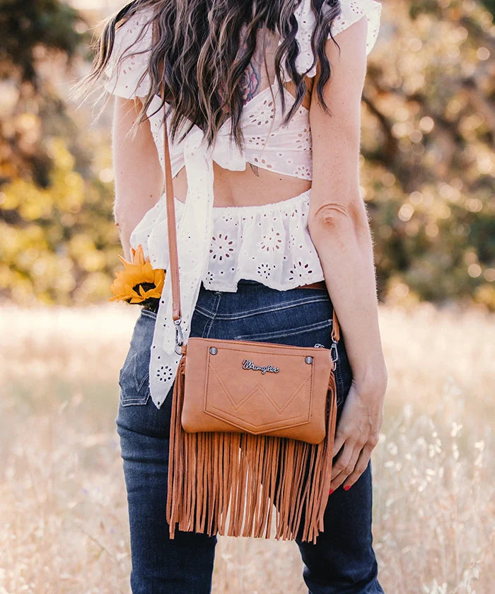 Wrangler Vintage Floral Western Fringe Crossbody Bag