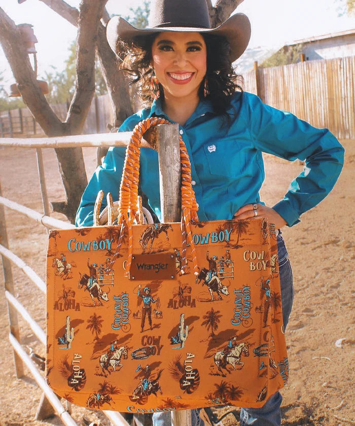 Wrangler Cowboy Print Tote Bag
