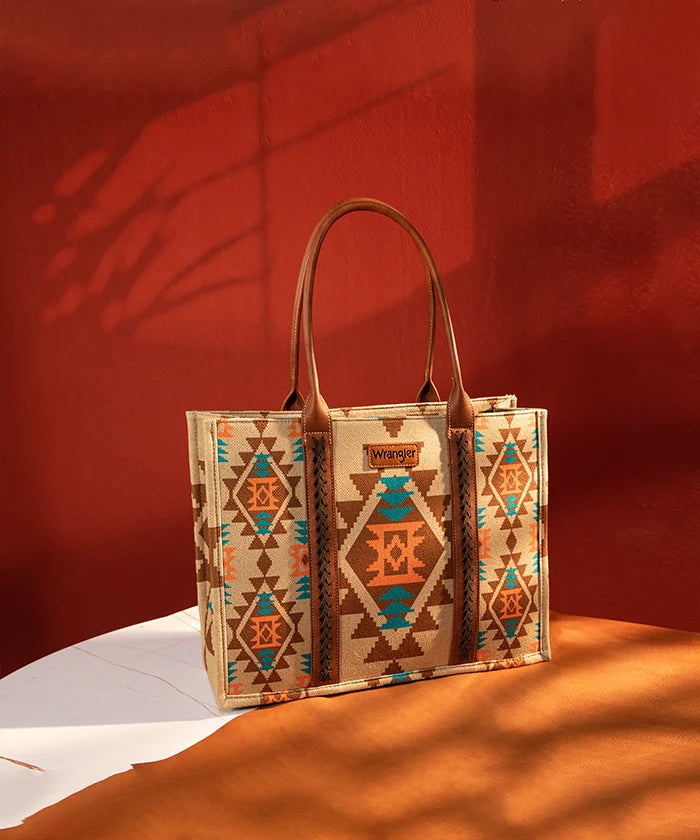 Wrangler Aztec Print Canvas Tote Bag