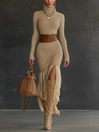 Elegant Turtleneck Knit Dress