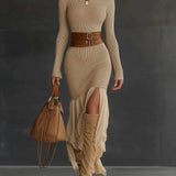 Elegant Turtleneck Knit Dress