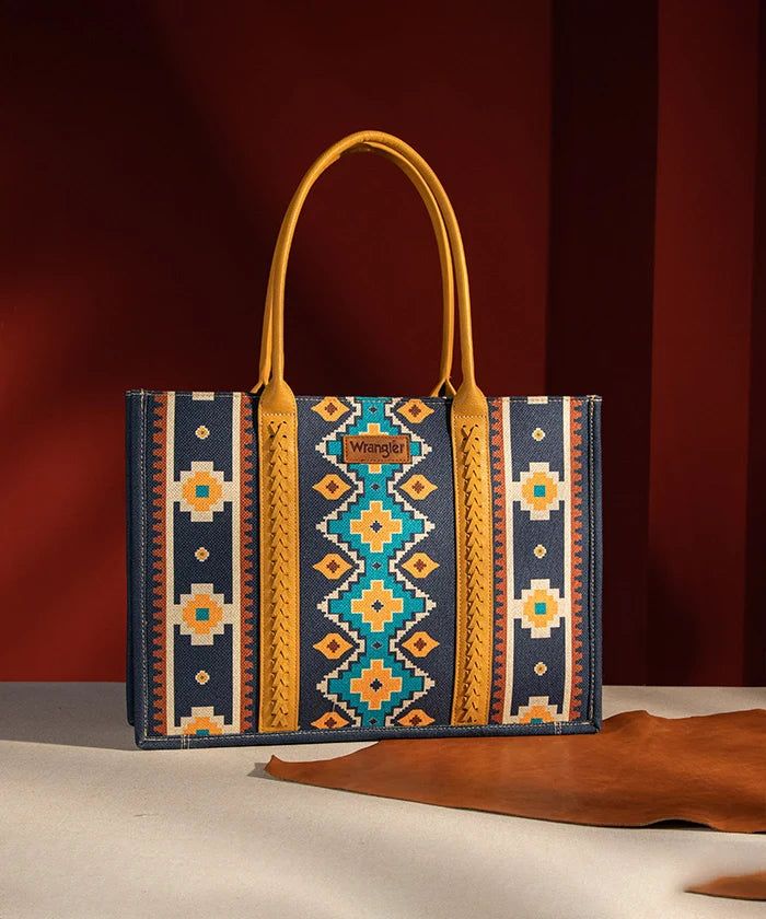 Wrangler Aztec Print Canvas Tote Bag
