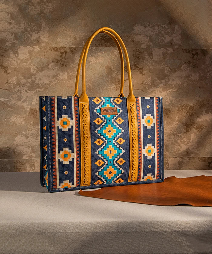 Wrangler Aztec Print Canvas Tote Bag