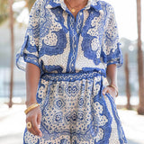 Unique Paisley Print Loose Shirt And Shorts Set