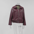 Stylish Lapel Leather Biker Jacket