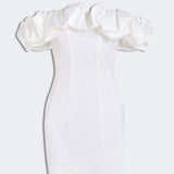 Satin Ruffled Strapless Mini Dress