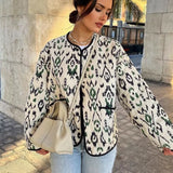 Geometric Print Quilted Thin Jacket