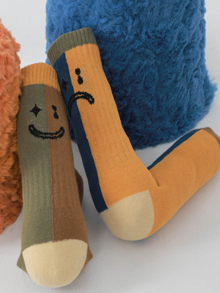 Color Block Asymmetrical Cotton Socks