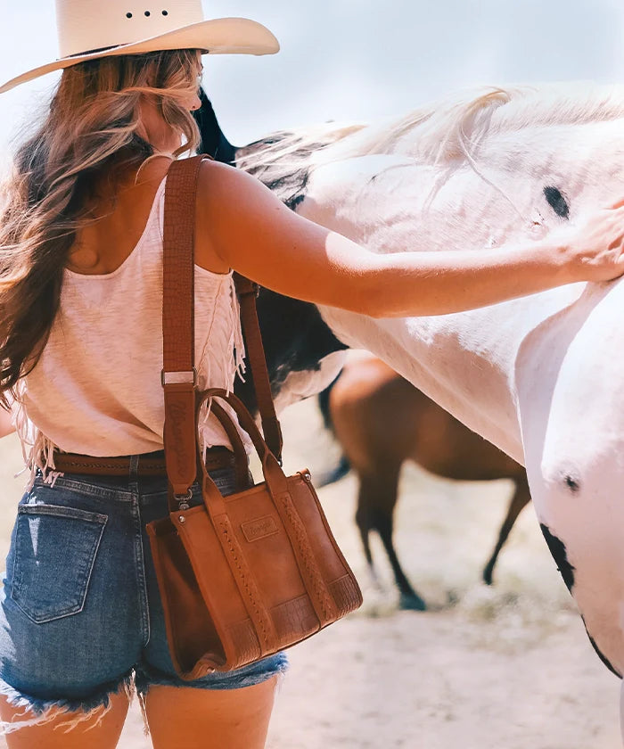 Wrangler Cow Print Crossbody Tote Bag