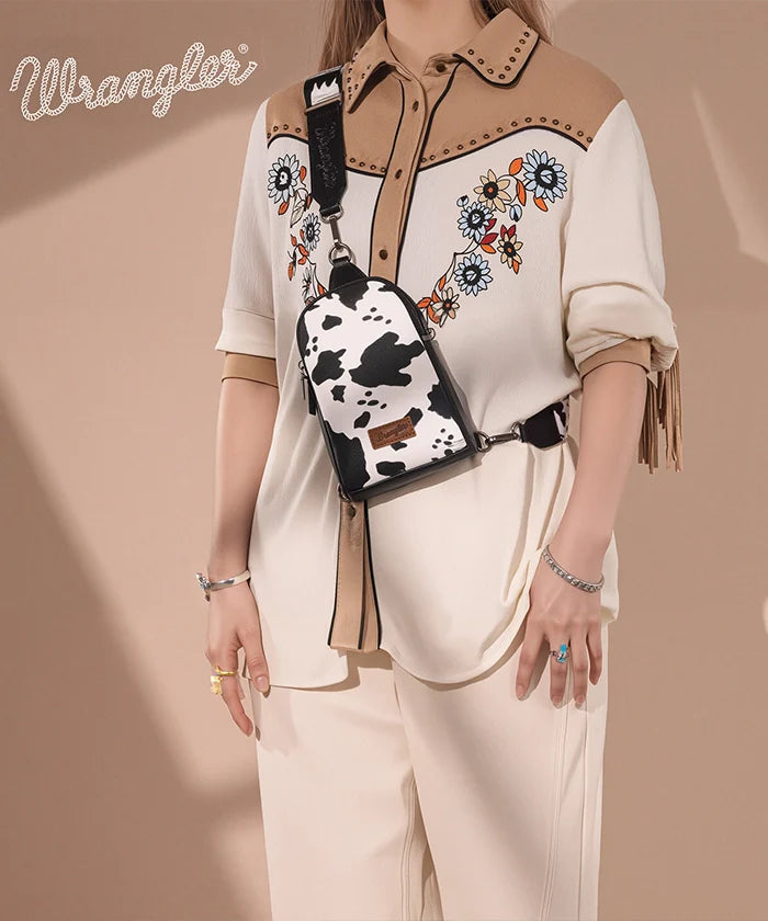 Wrangler Cow Print Sling Bag