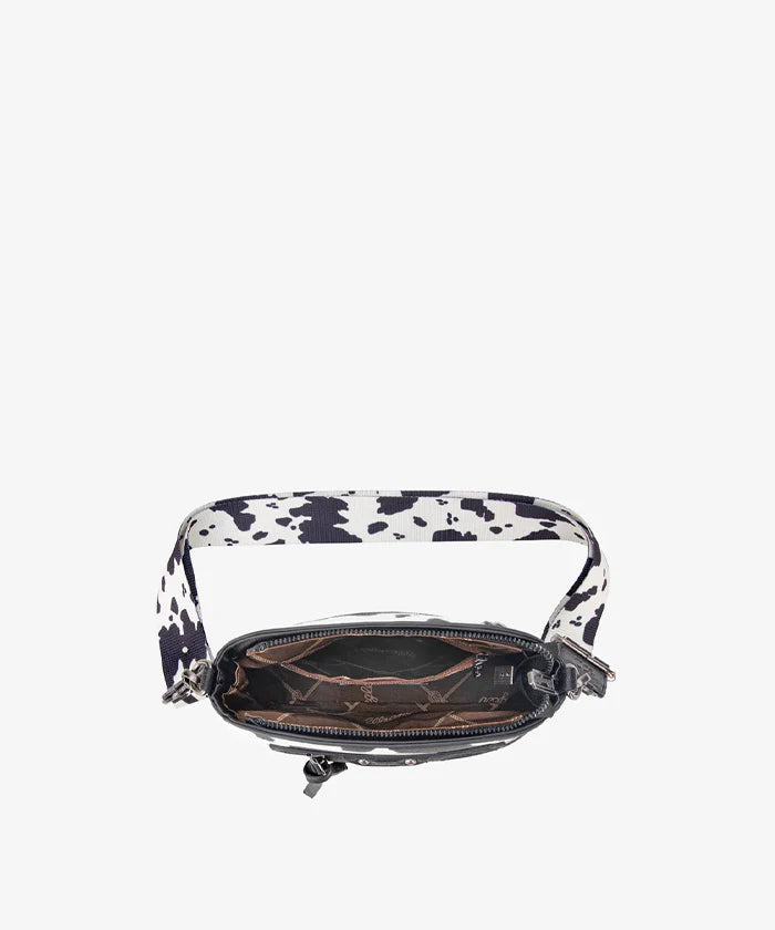 Wrangler Zippered Cow Print Crossbody Bag