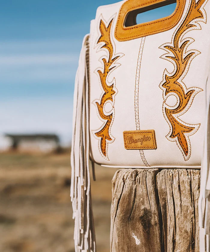 Wrangler Top Handle Embroidered Fringe Tote Bag