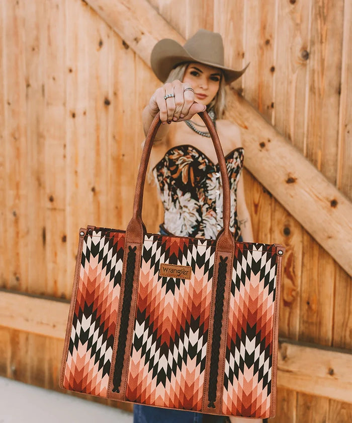 Wrangler Southwestern Pattern Concealed Carry Wide Tote Collection